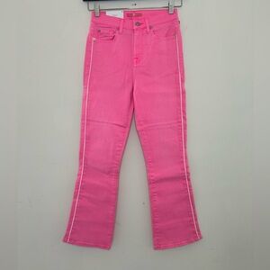 7 For All Mankind Slim Kick Flare Jeans Womens 25 and 26 Pink High Waist Denim.